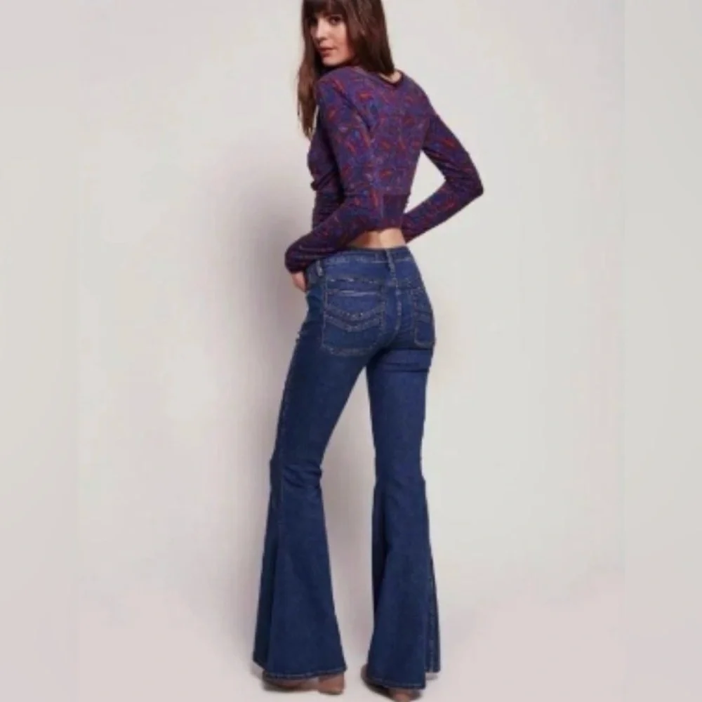 Free People Stella Blue Flare Jeans - Picture 3 of 16